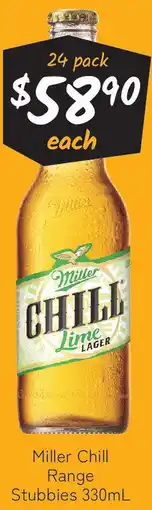 Cellarbrations Miller Chill Range Stubbies offer
