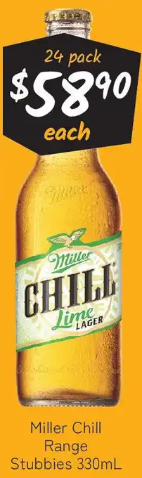 Cellarbrations Miller Chill Range Stubbies offer