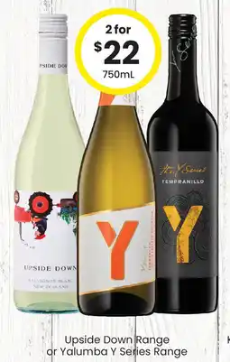 The Bottle O Upside Down Range or Yalumba Y Series Range offer