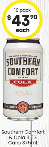 The Bottle O Southern Comfort & Cola 4.5% Cans offer
