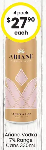 The Bottle O Ariane Vodka 7% Range Cans offer