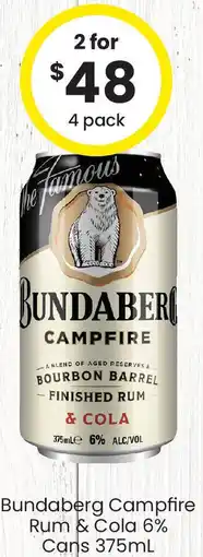 The Bottle O Bundaberg Campfire Rum & Cola 6% Cans offer