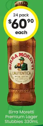 The Bottle O Birra Moretti Premium Lager Stubbies offer