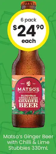 The Bottle O Matso's Ginger Beer with Chilli & Lime Stubbies offer