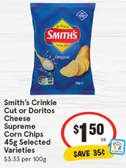 IGA Smith's Crinkle Cut or Doritos Cheese Supreme Corn Chips offer