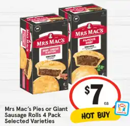 IGA Mrs Mac's Pies or Giant Sausage Rolls offer