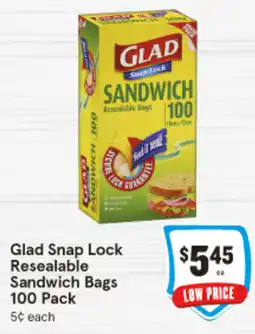 IGA Glad Snap Lock Resealable Sandwich Bags offer