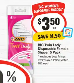 IGA BIC Twin Lady Disposable Female Shaver 5 Pack offer