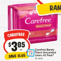 IGA Carefree Barely There Unscented Liners offer