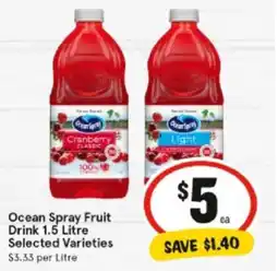 IGA Ocean Spray Fruit Drink offer
