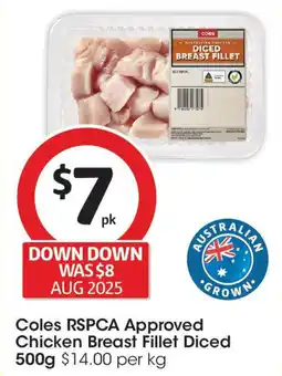 Coles Coles RSPCA Approved Chicken Breast Fillet Diced offer