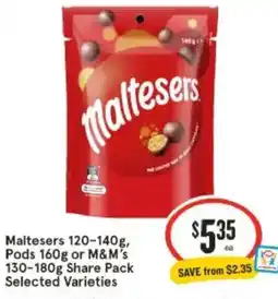 IGA Maltesers, Pods or M&M's offer