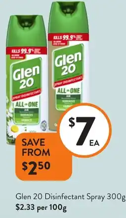 Foodworks Glen 20 Disinfectant Spray offer