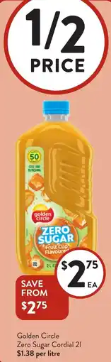 Foodworks Golden Circle Zero Sugar Cordial offer