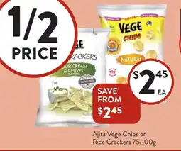 Foodworks Ajita Vege Chips or Rice Crackers offer