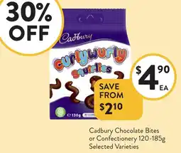 Foodworks Cadbury Chocolate Bites or Confectionery offer