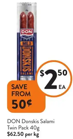 Foodworks DON Donskis Salami Twin offer