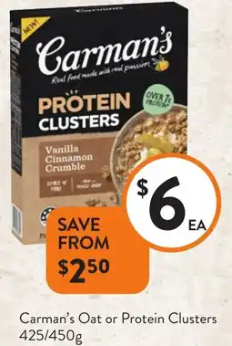 Foodworks Carman's Oat or Protein Clusters offer