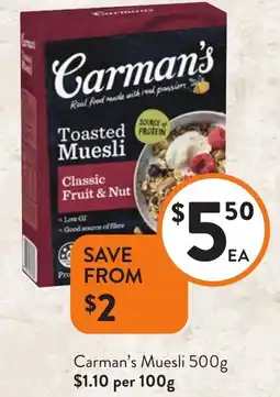 Foodworks Carman's Muesli offer