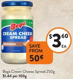 Foodworks Bega Cream Cheese Spread 250g offer