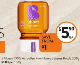 Foodworks B Honey 100% Australian Pure Honey Squeeze Bottle offer