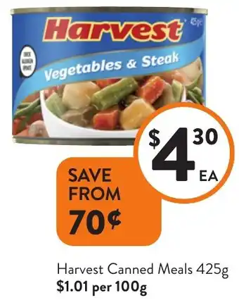 Foodworks Harvest Canned Meals offer