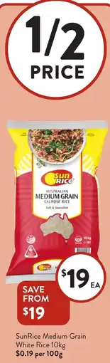 Foodworks SunRice Medium Grain White Rice offer