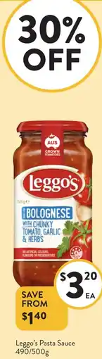 Foodworks Leggo's Pasta Sauce offer