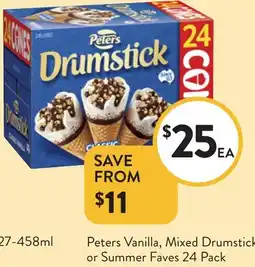 Foodworks Peters Vanilla, Mixed Drumstick or Summer Faves offer