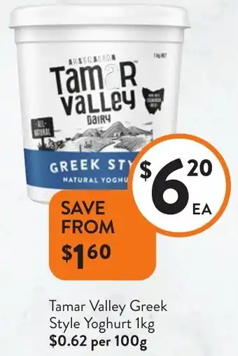 Foodworks Tamar Valley Greek Style Yoghurt offer