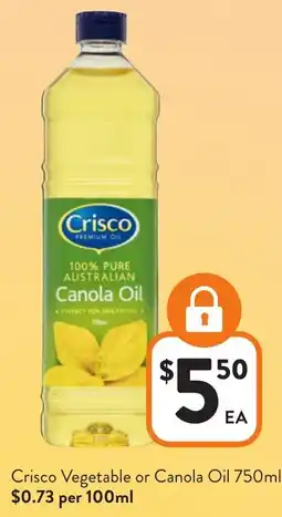 Foodworks Crisco Vegetable or Canola Oil offer