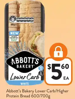 Foodworks Abbott's Bakery Lower Carb/Higher Protein Bread offer