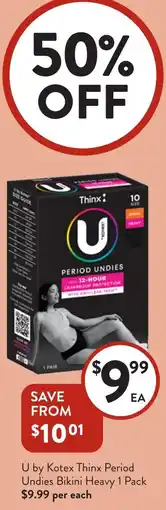 Foodworks U by Kotex Thinx Period Undies Bikini Heavy offer