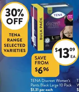 Foodworks TENA Incontinence Pants Discreet Women Low Waist White offer
