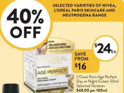 Foodworks L'Oreal Paris Age Perfect Day or Night Cream offer