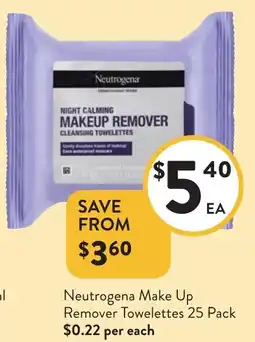 Foodworks Neutrogena Make Up Remover Towelettes offer