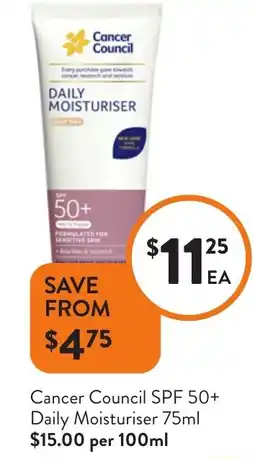 Foodworks Cancer Council SPF 50+ Daily Moisturiser offer