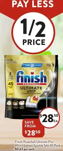 Foodworks Finish powerball ultimate plus all in 1 lemon sparkle tabs offer