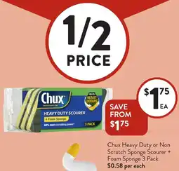 Foodworks Chux Heavy Duty or Non Scratch Sponge Scourer + Foam Sponge offer