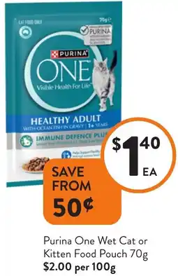 Foodworks Purina One Wet Cat or Kitten Food Pouch offer