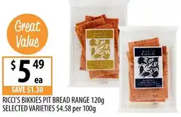 Supabarn Ricci's bikkies pit bread range offer
