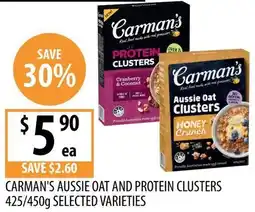Supabarn CARMAN'S AUSSIE OAT AND PROTEIN CLUSTERS offer