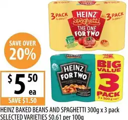 Supabarn Heinz baked beans and spaghetti offer