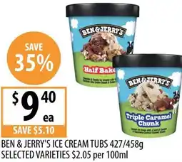 Supabarn BEN & JERRY'S ICE CREAM TUBS offer