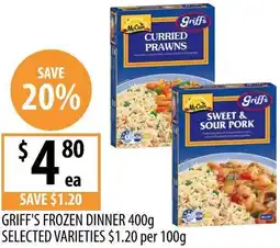 Supabarn Griff's frozen dinner offer