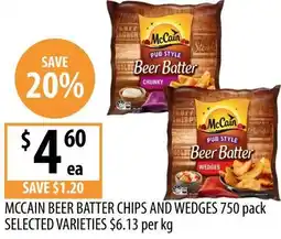Supabarn Mccain beer batter chips and wedges offer