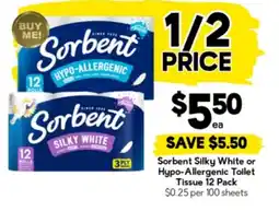 Drakes Sorbent Silky White or Hypo-Allergenic Toilet Tissue 12 Pack offer