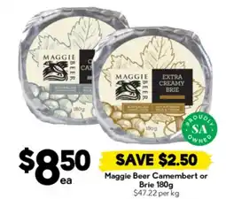 Drakes Maggie Beer Camembert or Brie 180g $47.22 per kg offer