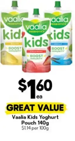 Drakes Vaalia Kids Yoghurt Pouch offer