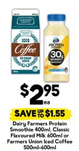 Drakes Dairy Farmers Protein Smoothie, Classic Flavoured Milk or Farmers Union Iced Coffee offer